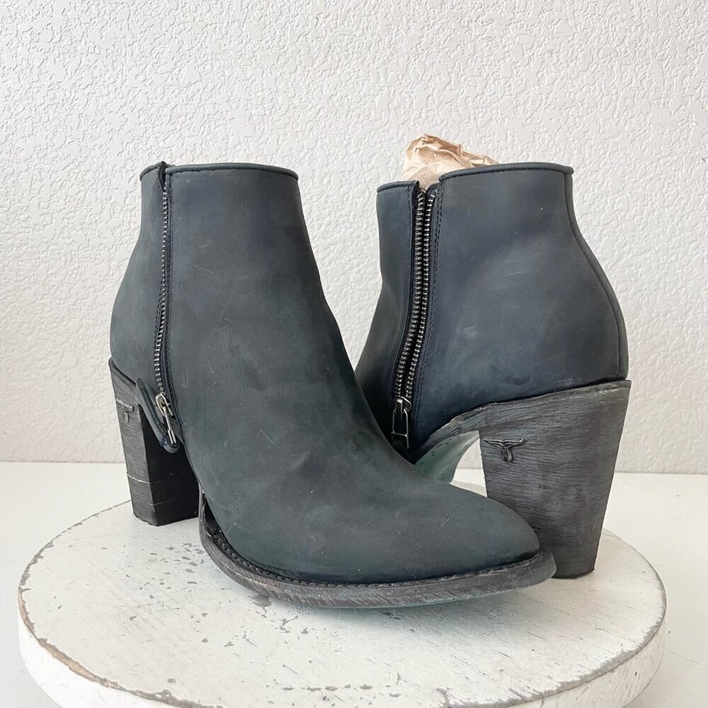 New Lane CHARLIE Womens Cowboy Booties Sz 11 Short Black Western Leather Cowgirl